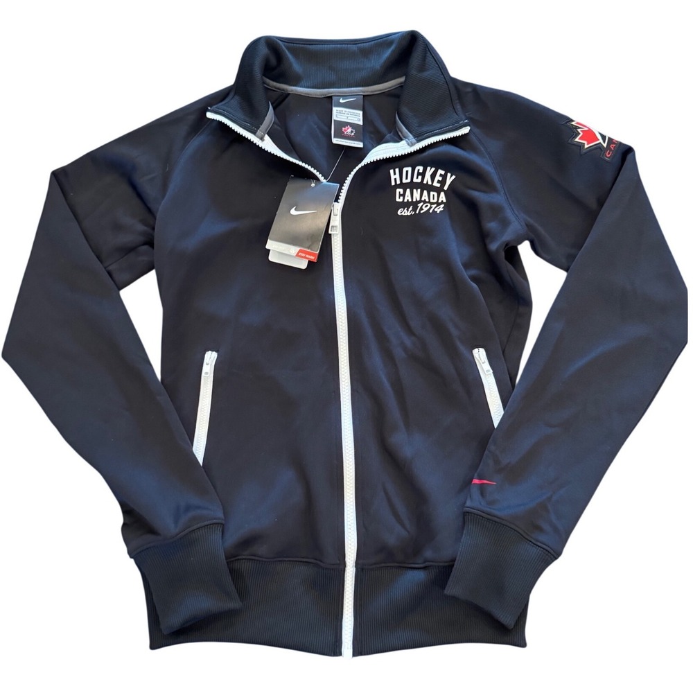 Nike Hockey Canada Womens Track Jacket Small Black Full Zip 707688-010 NWT 2015